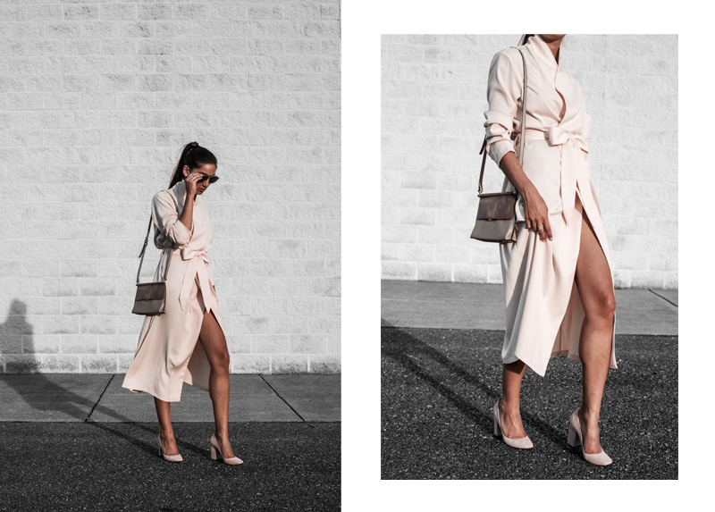 blogger in wrap dress