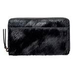 status anxiety black leather fur wallet