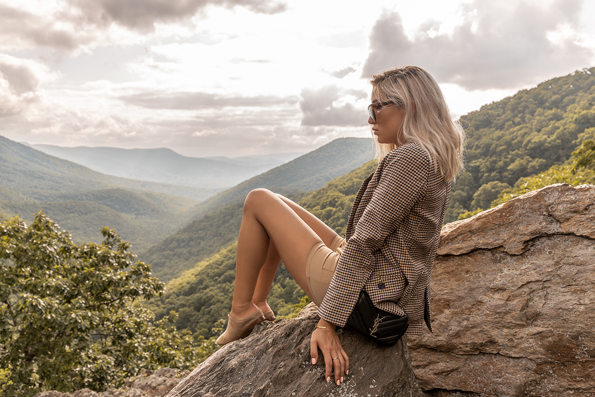 checker blazer luxury travel style